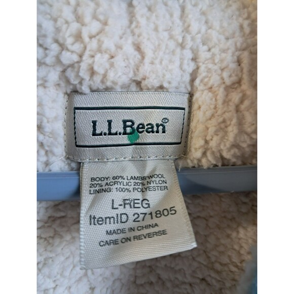 LL Bean Vest Womens Large Blue Sherpa Lined Lambswool Blend Button Hoodie - Picture 9 of 11